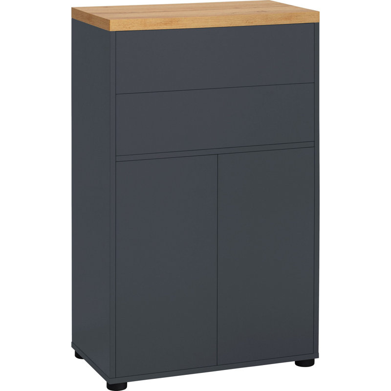 Neftaly Display Cabinet, Anthracite/Oak