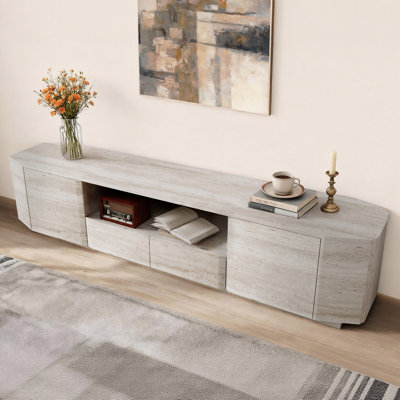 Aethera 78.7" Modern Engineered Travertine TV Stands  For Tvs Up To 75"
