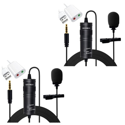 5 Core Microphone 2Pc Lavalier Mic Wearable Omnidirectional Condenser 3.5mm Body Lapel Mics