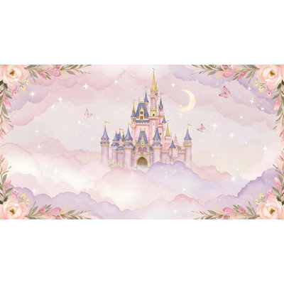Princess Castle Wall Graphics Peel And Stick Girl Room Wallpaper Nursery Self Adhesive Removable Nursery Wall Decor Mural 588RS (Non-Woven) RS588