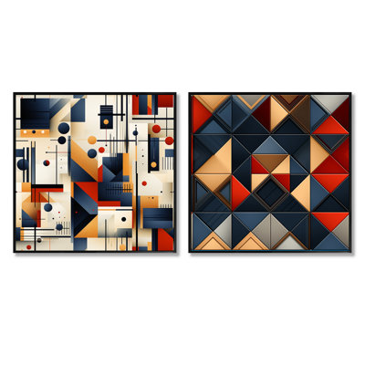 Daejion - Ensemble de 2 collages de formes carrées abstraites