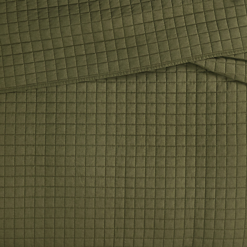 Nena 100% Linen Standard Solid Colour Quilt Set, Olive Green, King Quilt + 2 King Pillow Shams