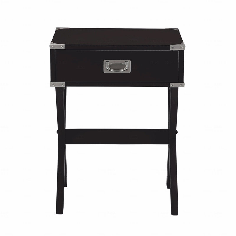 Table d'appoint avec coins en métal, Noir