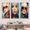 «Colorful Artistic Woman Fusion Portrait I», ensemble de 3 décorations murales Pop Art
