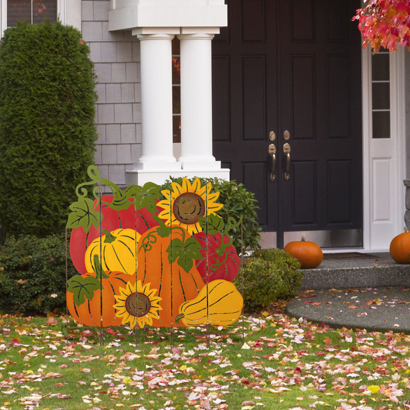41.75"H Fall Metal Pumpkin Patch Combo Yard Stake
