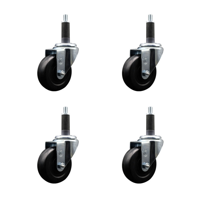 Ensemble de roulettes extensibles pivotantes en caoutchouc dur SCC NB 3,5 po x 1 po