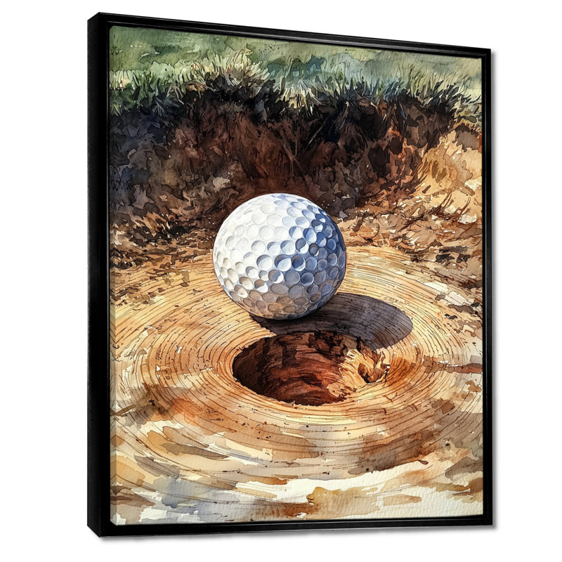 Balle de golf abstraite à la glissade en bois - Décoration murale golf, H 32 po x l 16 po, Impression encadrée flottante