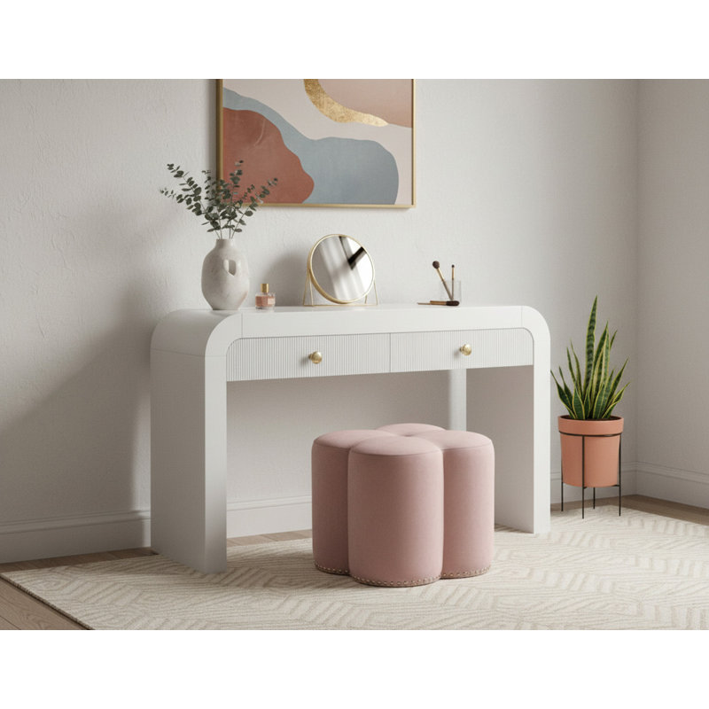 Clovis Velvet Pouf, Pink Velvet