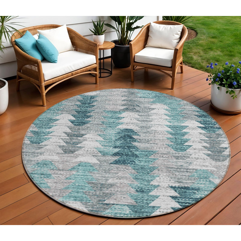 Tapis rond bleu foncé 8 po