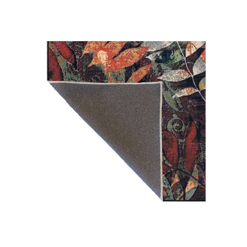 Tapis noir lavable à motif floral noir, Sous-tapis rectangulaire de 3 pi 3 po x 4 pi 11 po