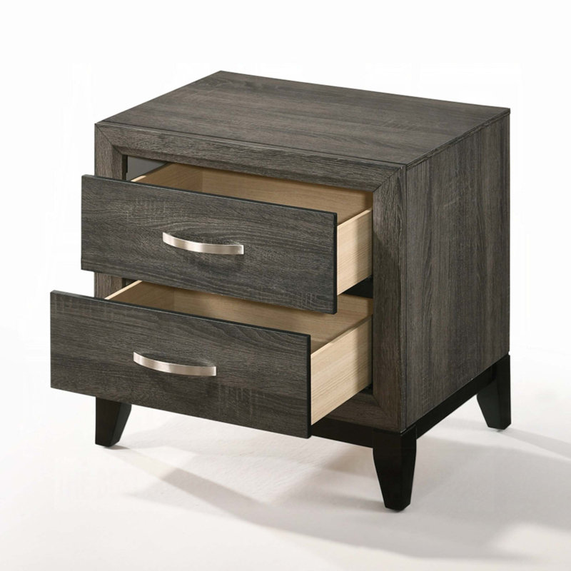 Table de chevet transitionnelle 2 tiroirs 1Pc