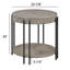 Table de bout ronde contemporaine avec tablette de rangement 1pc, brun noir, brun clair et beige