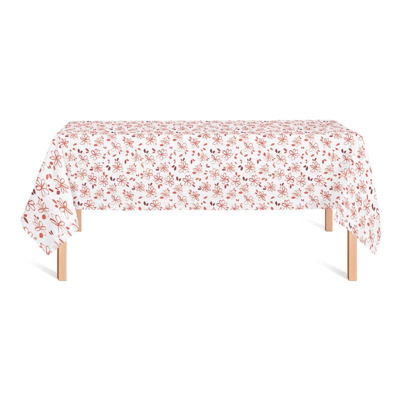 Nappe florale en polyester, Rouge, L 102 po x l 58 po
