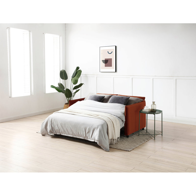 Betty 2 Seater Velvet Sofa Bed, Orange