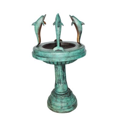 Nifao Collection Three Dolphins Bronze Fountain Green Patina Finish 26" x 26" x 47"H.