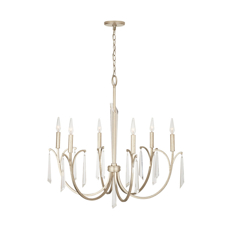Winter Gold 6-Light Drum Chandelier with Prismatic Crystals