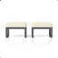 Ensemble de 2 repose-pieds de patio en aluminium toutes saisons de 26 po avec coussins beiges épais avec cadre noir-382291394