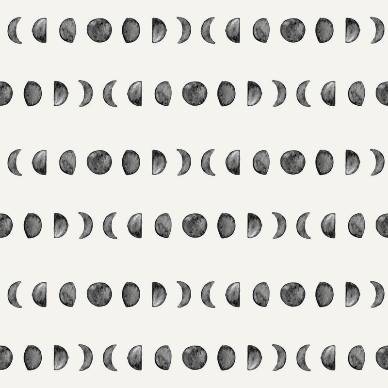 Papier peint amovible motif aquarelle lune et croissant de lune, L 35,04 po x l 55 po