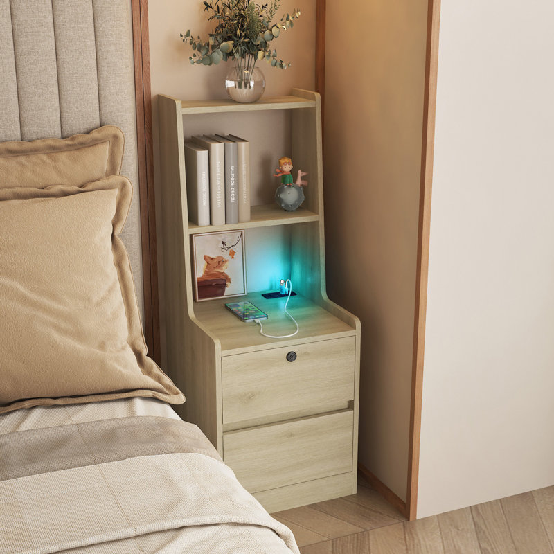 Table de chevet intelligente avec station de charge, table de chevet avec veilleuse