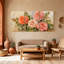 Ensemble de 3 reproductions d'art sur toile, roses et feuilles-1022396592