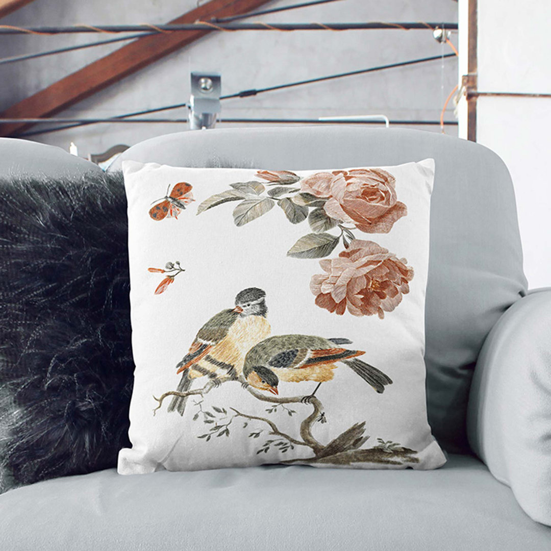 Roses, Birds & Butterfly by Johan Teyler Cushion with Filling