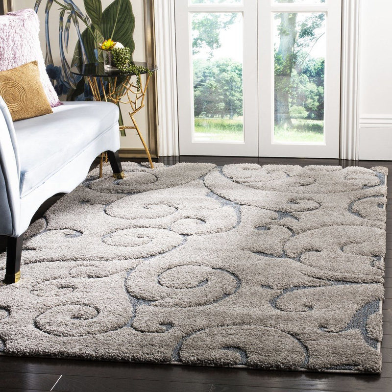 Amza Area Rug, Square 6'7", Light Blue/Cream