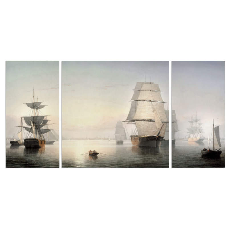 « a premium », impression sur toile tendue, impression sur toile tendue, "boston harbor", H 24 po x l 48 po x P 1,5 po