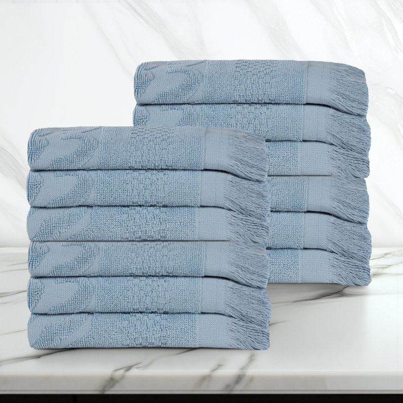Ensemble de 12 débarbouillettes en coton Blue Nile Mills, Bleu