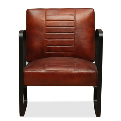 Lounge Chair Leather Accent Chair with Metal Frame Genuine Leather by 17 Stories
