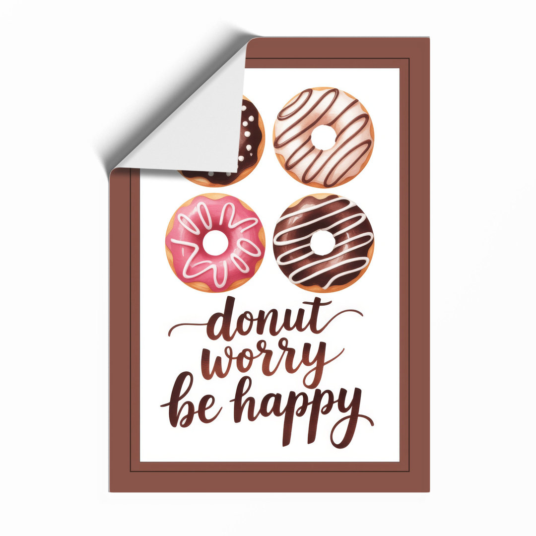Donut Worry Be Happy Typography - Framed Print