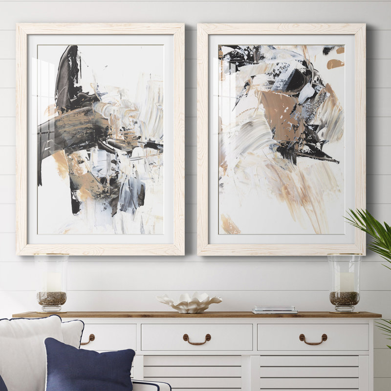 Ruckus I - ensemble de 2 peintures encadrées, Cadre blanc, H 20 po x l 17 po x P 1 po
