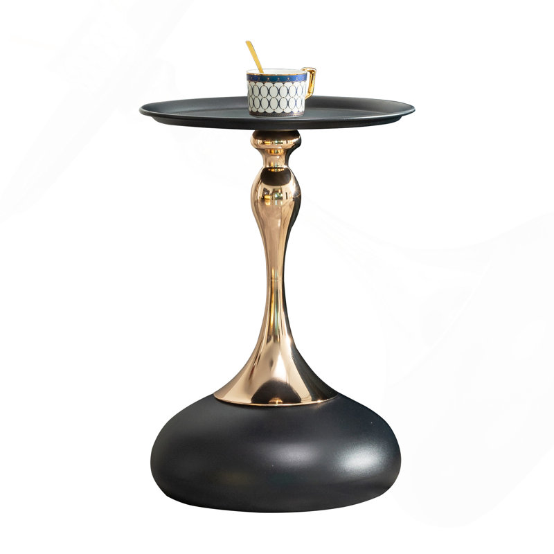 Small Round Coffee Table, Black, Gold
