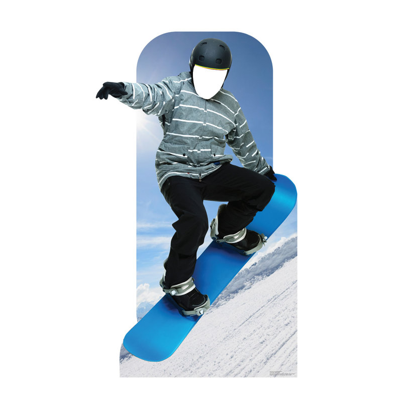 66'' Blue and Gray Action Snowboarder Cardboard Standup