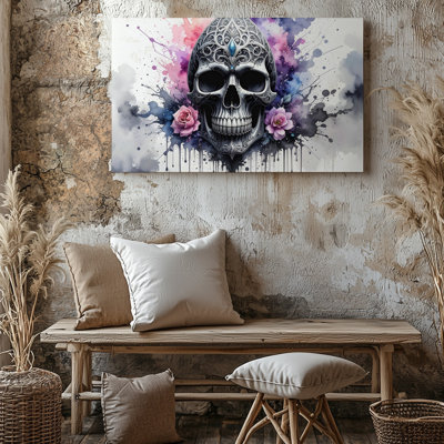 Canvas Ornamental Skull Canvasgothic Floral Surrealism Wall Art