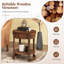 Table de bout ronde à 2 niveaux avec tablette et tiroir à grain de bois pour le salon-1558176028-1558176029