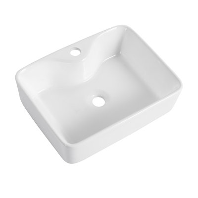 Lavabo de salle de bain rectangulaire en céramique blanc au-dessus du comptoir (BAB111MOWH)