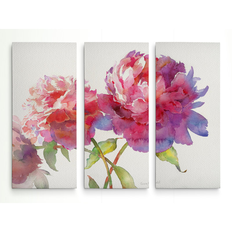 « prix pivoines ii », image multi-pièces sur toile tendue, H 40 po x l 60 po x P 1,5 po
