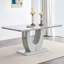 Table moderne en panneau de fibres à densité moyenne convenant à 4 à 6 personnes, table de salle à manger de 63 po avec plateau en bois aggloméré texturé gris marbré, structure facile à assembler et durable, ce qui en fait un choix idéal pour les restaurants.-599482065