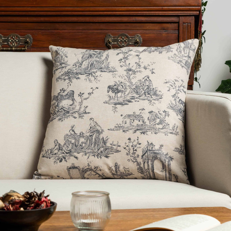 Toile Cushion, 43x43cm, Synthetic filled