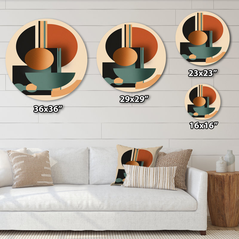 Cream Green Minimalism Quiet Depths - Abstract Minimalism Round Wall Art on Metal, 23" H x 23" W x 1" D
