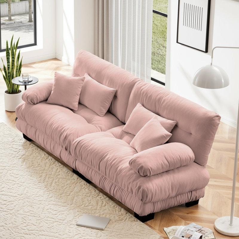 Canapé confortable à deux places pour le salon, rehaussant le style et la détente, Rose, H 35,4 po x l 94,4 po x P 36 po