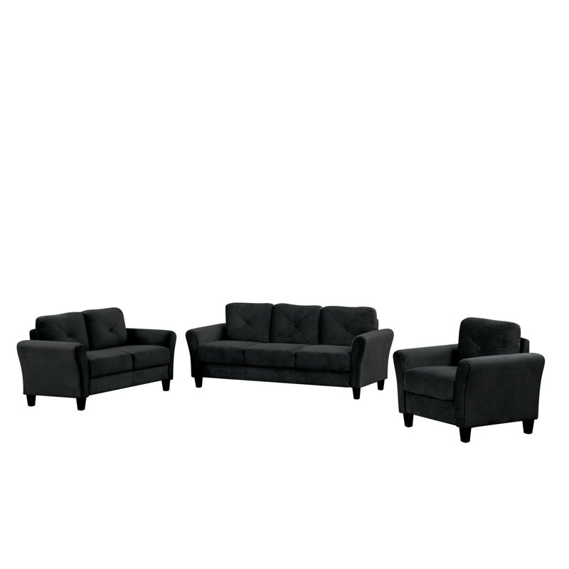 Couch Comfortable Sectional Couches set 1+2+3, Black