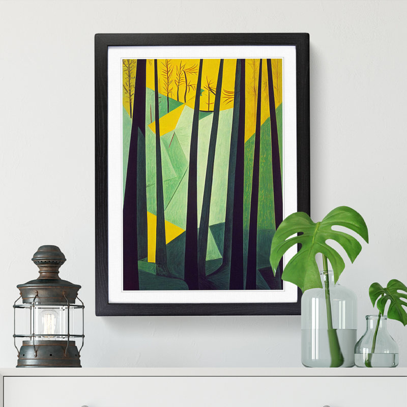 Spring Forest Abstract Vol.4 - Single Picture Frame Print, 64cm H x 46cm W x 2cm D, Black