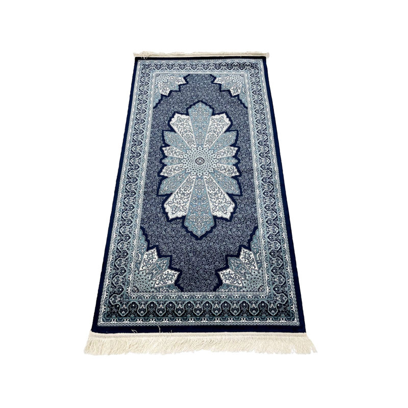 Tapis turc bleu marine et ivoire 3x5