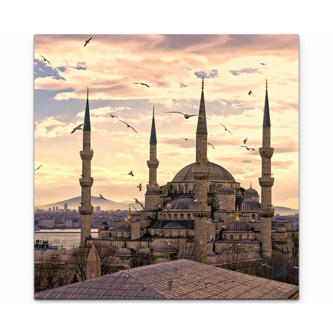 Leinwandbild Sonnenuntergang über der blauen Moschee – Istanbul