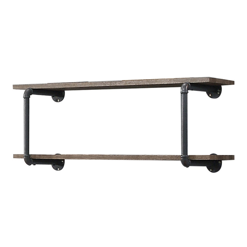 2 tablettes murales avec tablettes réglables, chêne antique et gris sableux