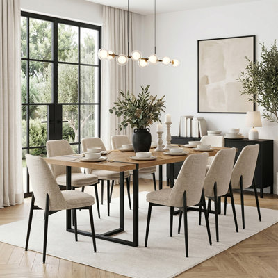 Ensemble de table de salle à manger rectangulaire moderne 79 po avec 8 chaises rembourrées pour la cuisine et la salle à manger