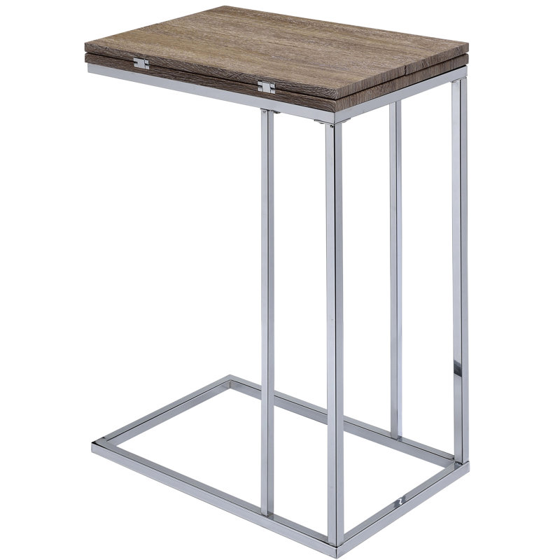 Chêne chic vieilli et table - Base de lit extensible et contemporaine à motif géométrique latéral élégant pour une utilisation polyvalente