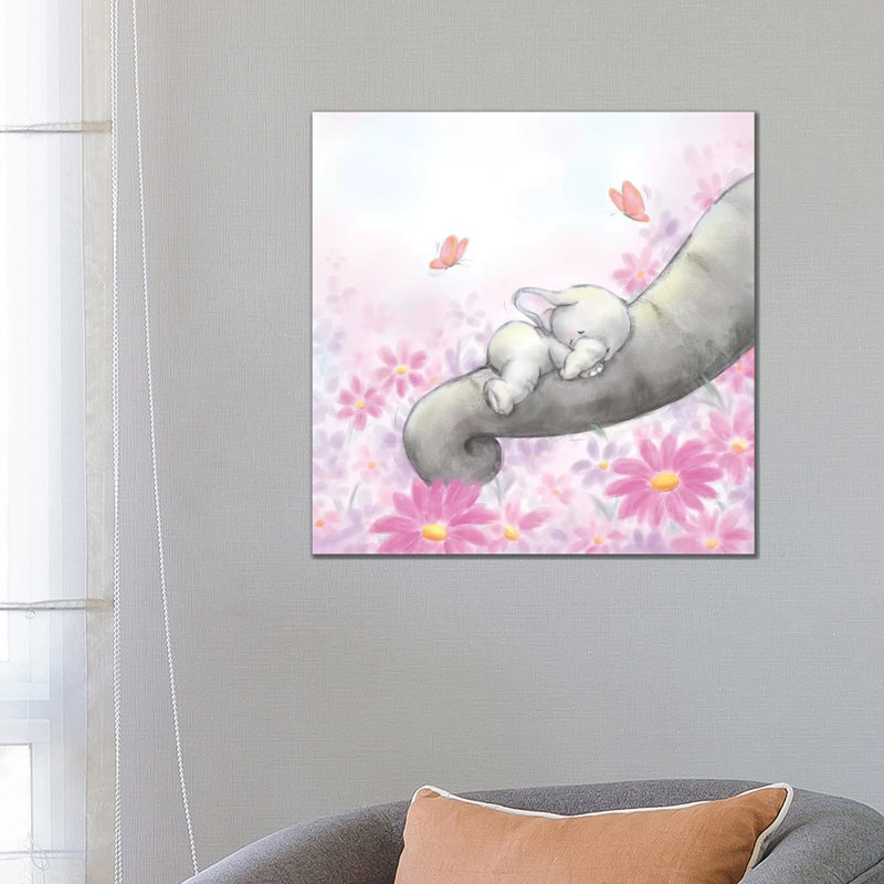 Baby Elepant Sleeping by MAKIKO - Wrapped Canvas Print, 45.72 cm H x 45.72 cm W x 3.175 cm D