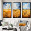 «Yellow Blue» Bold Sky and Golden Prairies - ensemble de 3 impressions-14857322-14857320